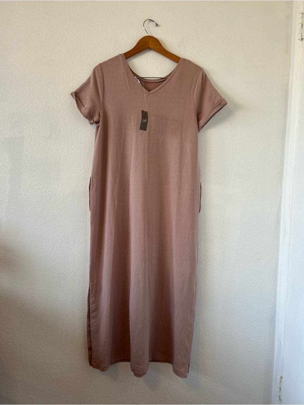J Jill Affinity Pure Pima Cotton Casual Maxi Dress Pink Fawn Size M - Picture 4 of 9